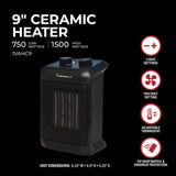 9 In. 750/1500W 5120 Btu 160 Sq-Ft. Ceramic Heater 1VAHC9