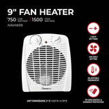 9 In. 750/1500W 5120 Btu 160 Sq-Ft. Wire Element Heater 1VAHW09