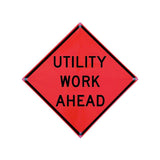 48 x 48in Reflective Roll-Up Utility Work Ahead Sign 26048-EFO-HF-UWA