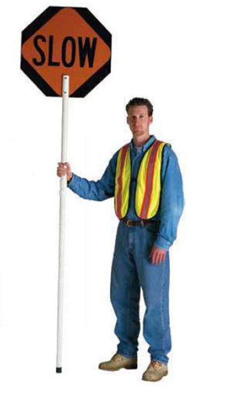 High Intensity Reflective Stop/Slow 24in Aluminum Paddle with Telescoping 8' Handle 18024-SS-HI-6T