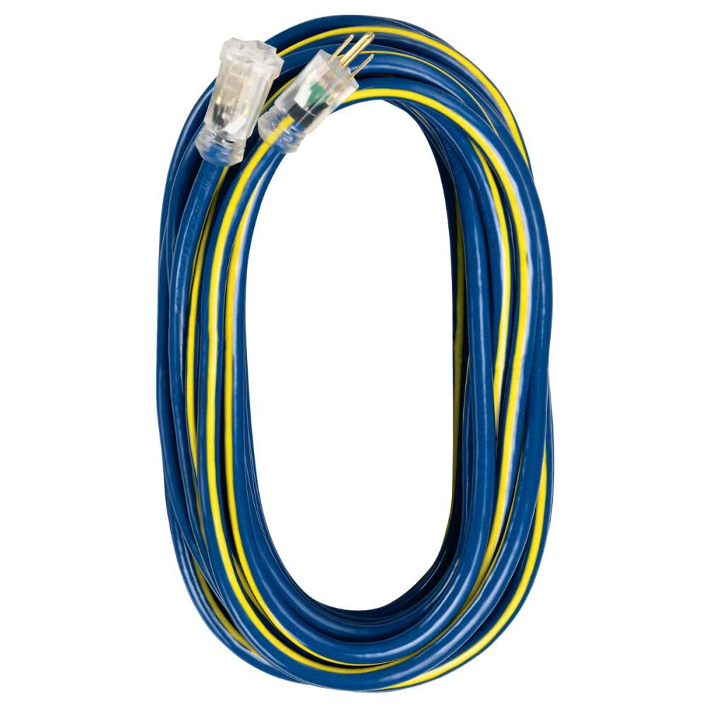 50 ft 12/3 SJTW Blue/Yellow U-Ground Kwik Kustom Extension Cord 05-00348