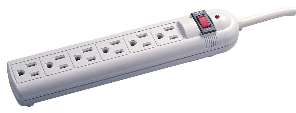 6 Outlet Plastic Power Strip with Surge Protection 11-00225