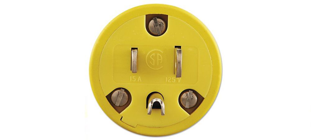 125V 15A 2P 3 Wire NEMA 5-15 Yellow Straight Blade Male Plug 1447