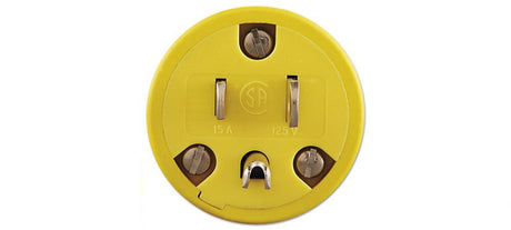 Electronics 125V 15A 2P 3 Wire NEMA 5-15 Yellow Straight Blade Male Plug 1447