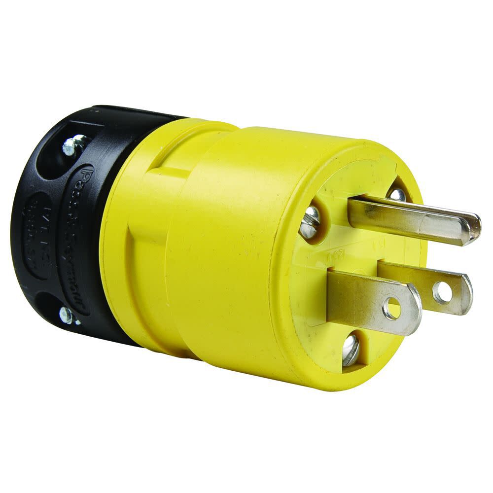 125V 15A 2P 3 Wire NEMA 5-15 Yellow Straight Blade Male Plug 1447