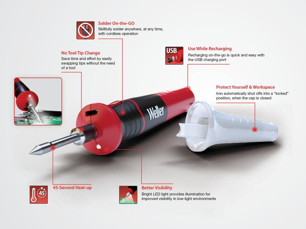 12 Watt Cordless Lithium Ion Rechargeable Soldering Iron WLBRK12