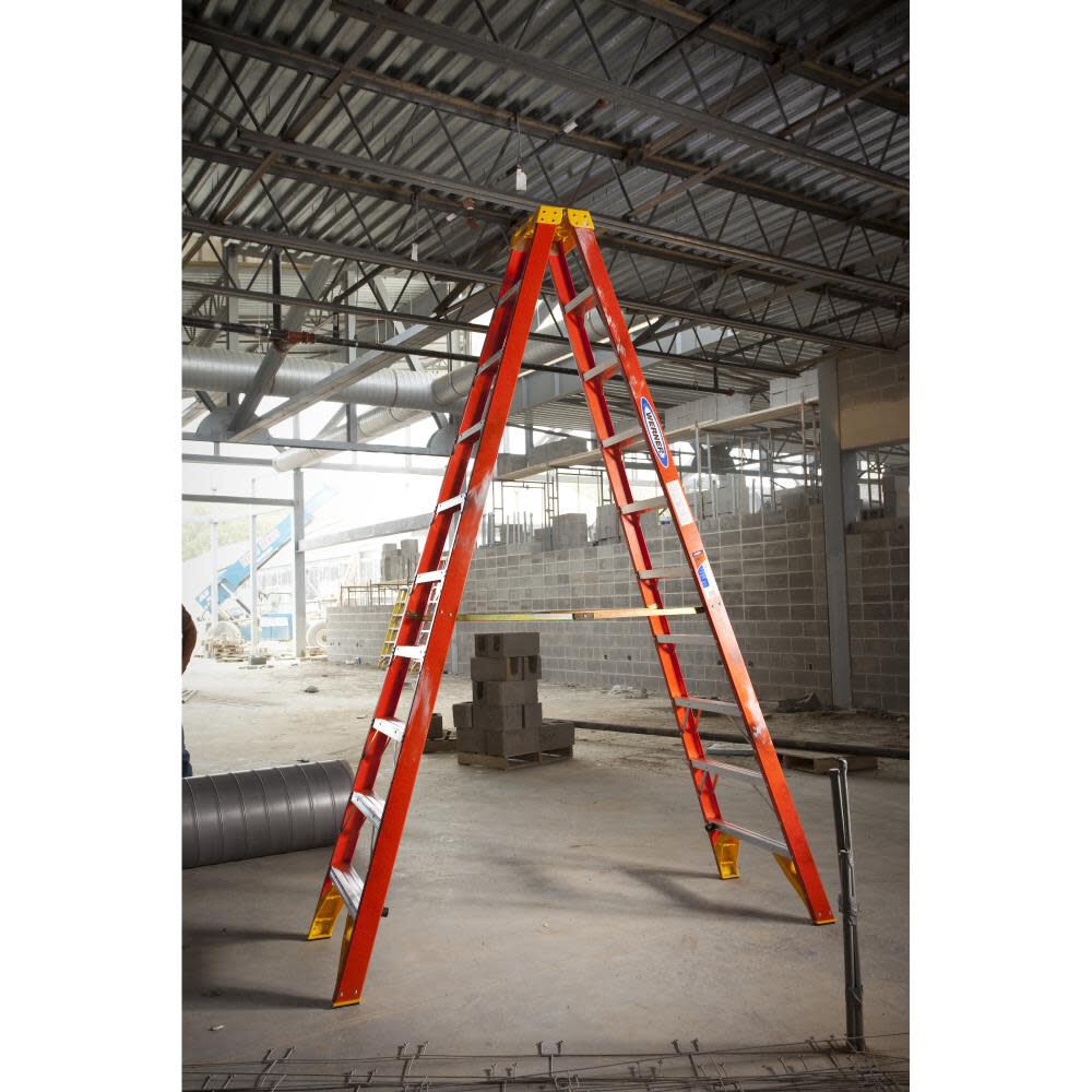 T6200 10-ft Fiberglass Type 1a- 300-lb Load Capacity Twin Step Ladder T6210