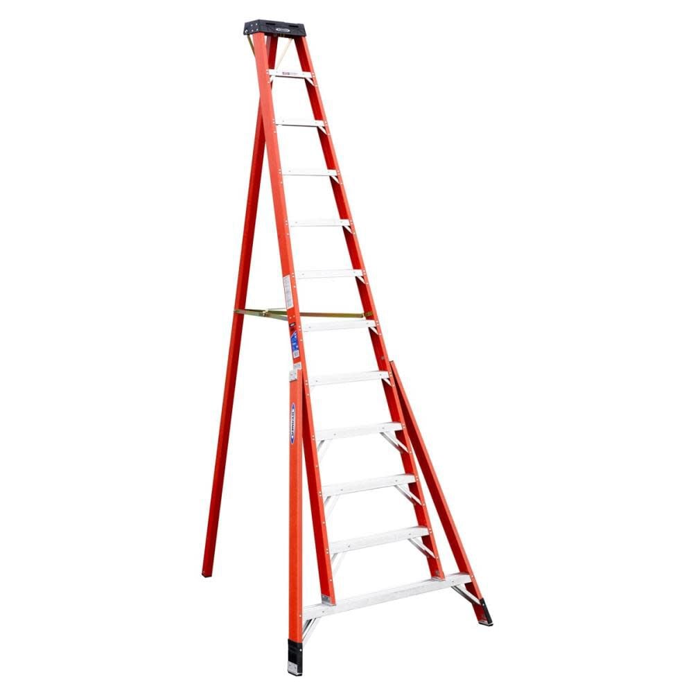 FTP6200 12-ft Fiberglass Type 1A-300-lb Load Capacity Tripod Step Ladder FTP6212