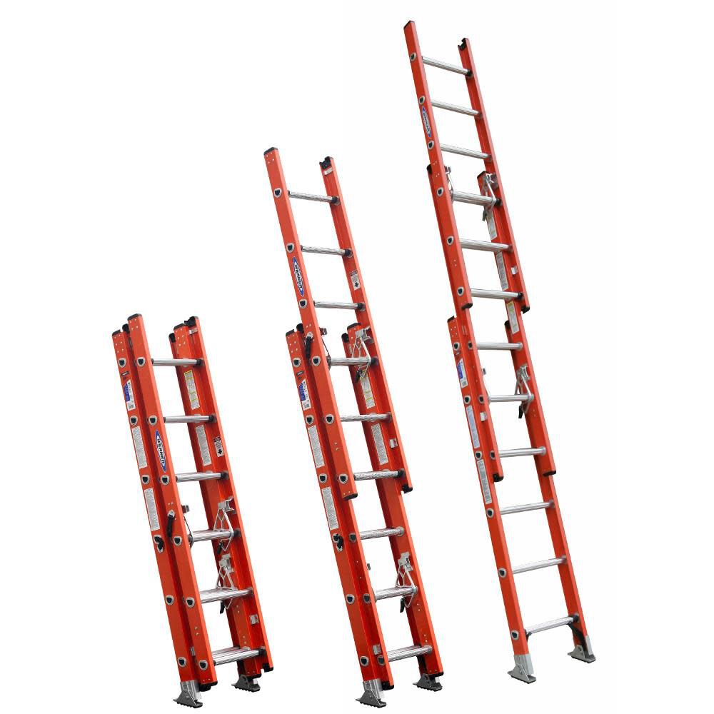 D6200-3 16-ft Fiberglass Type 1a- 300-lb Load Capacity Extension Ladder D6216-3