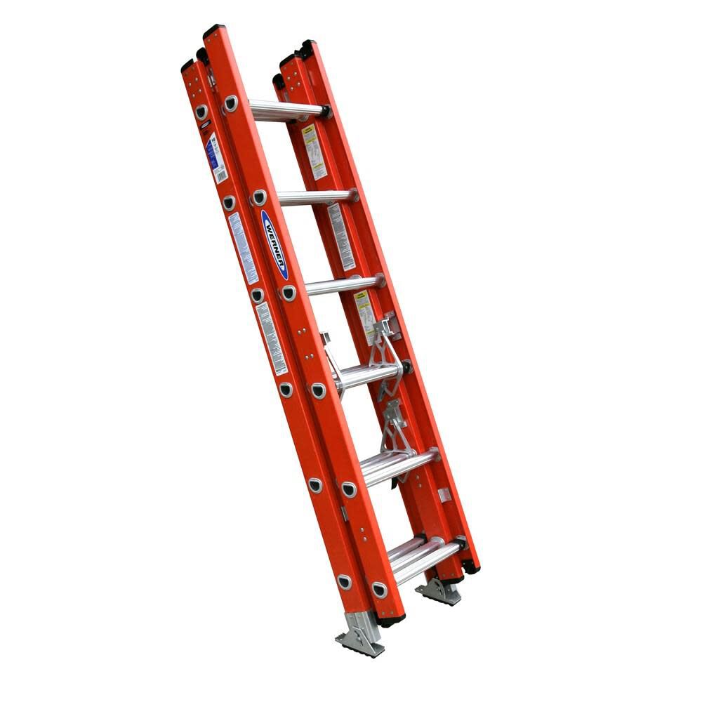 D6200-3 16-ft Fiberglass Type 1a- 300-lb Load Capacity Extension Ladder D6216-3