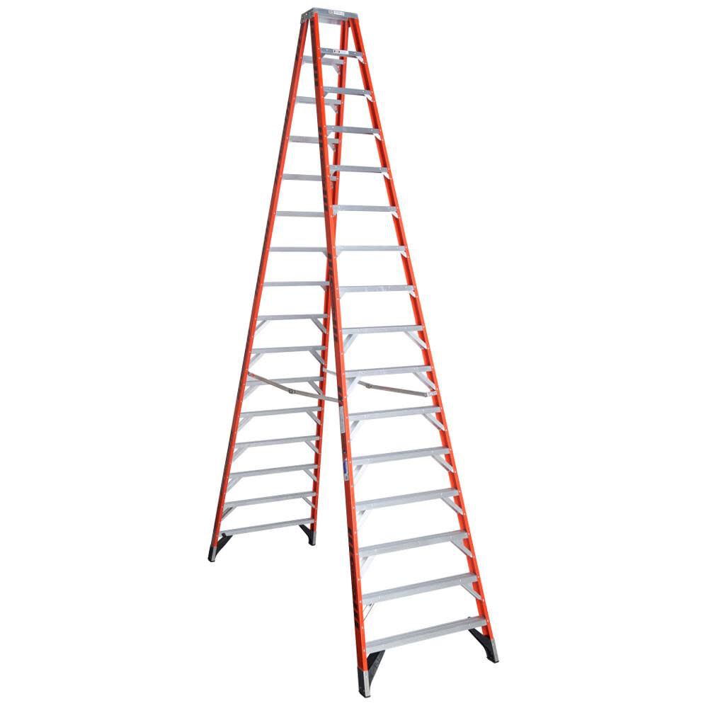 T7400 16-ft Fiberglass Type 1A-300-lb Load Capacity Step Ladder T7416