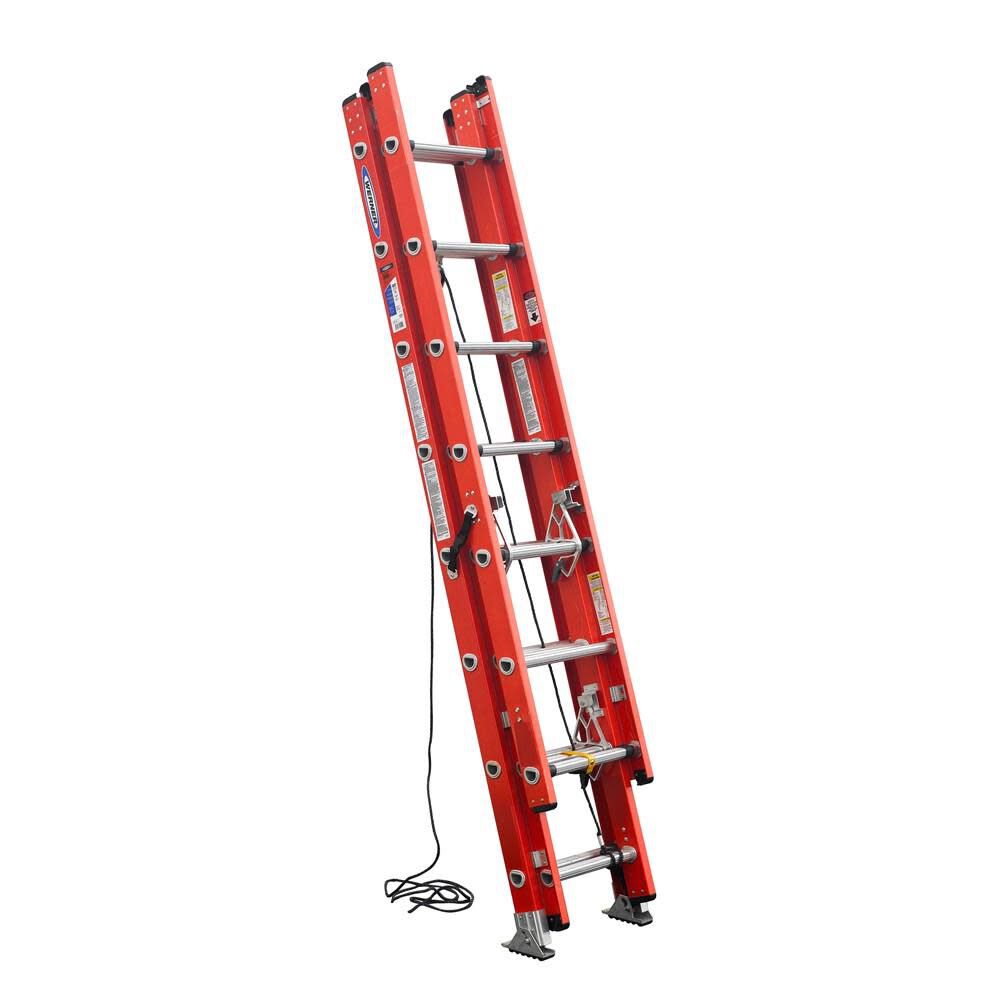 D6200-3 20-ft Fiberglass Type 1a- 300-lb Load Capacity Extension Ladder D6220-3