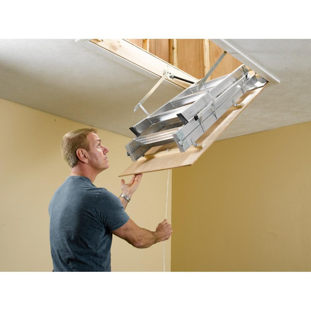 25 In. W x 54 In. L x 8 Ft. to 10 Ft. H Ceiling Aluminum Attic Ladder AH2510