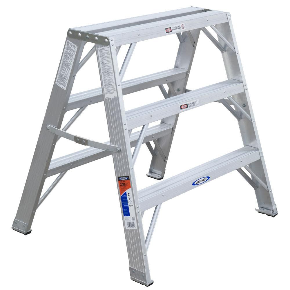 TW370 3-ft Aluminum Type 1a- 300-lb Load Capacity Twin Step Ladder TW373-30