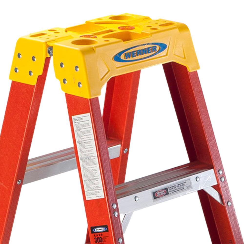 T6200 3-ft Fiberglass Type 1A-300-lb Load Capacity Twin Step Ladder T6203