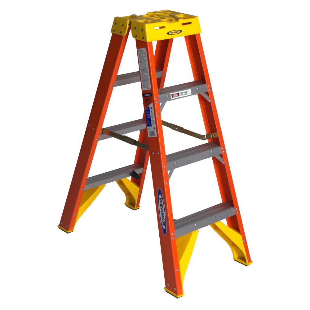 T6200 4-ft Fiberglass Type 1A-300-lb Load Capacity Twin Step Ladder T6204