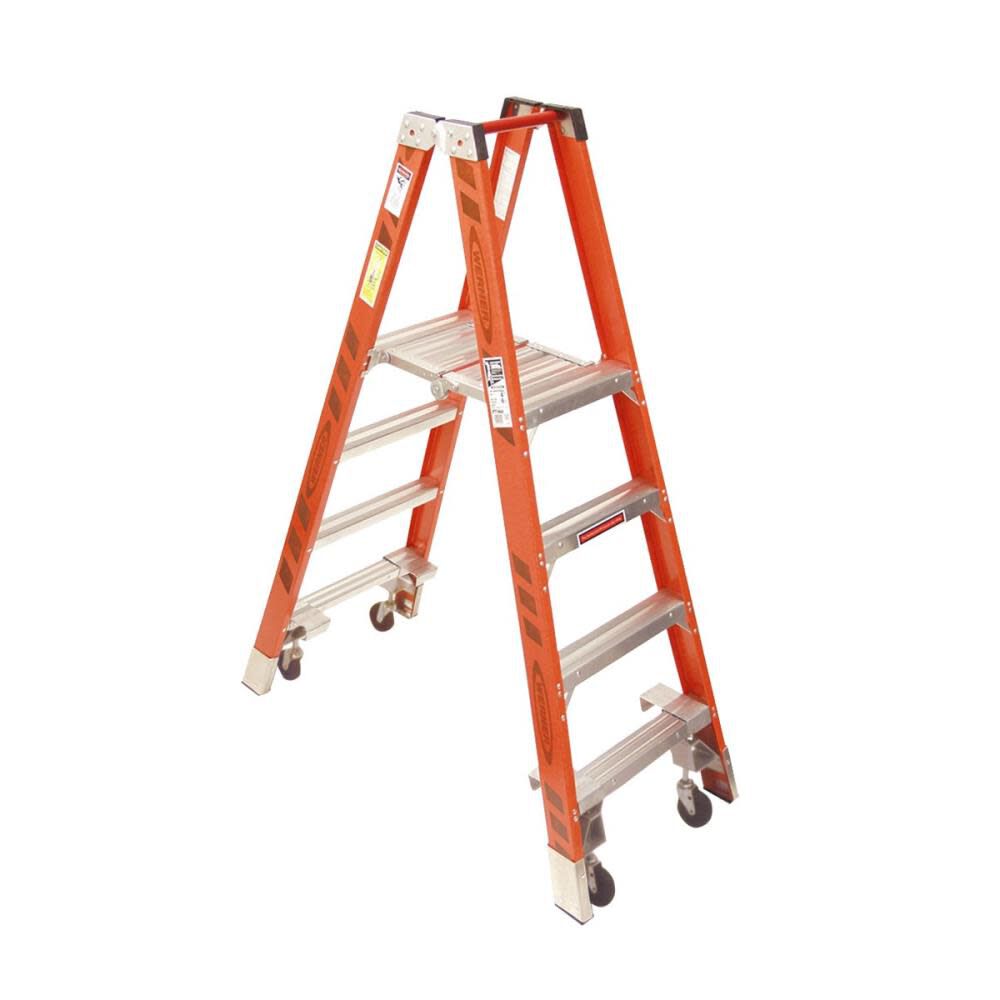 PT7400 6-ft Fiberglass Type 1A-300-lb Load Capacity Platform Step Ladder PT7404-4C