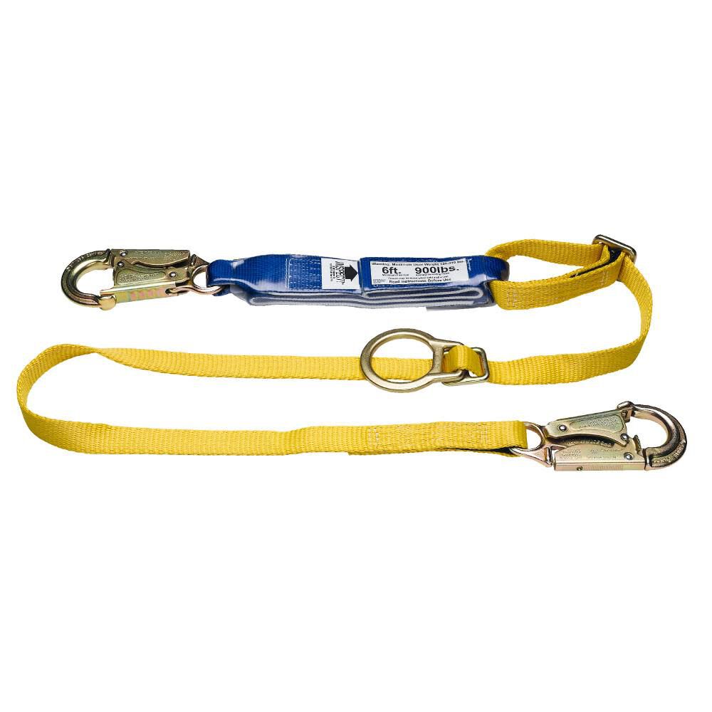 6 Ft. DeCoil Tie-Back Adjustable Single Leg Lanyard (DCELL Shock Pack Snaphook 1 in Web) C311103