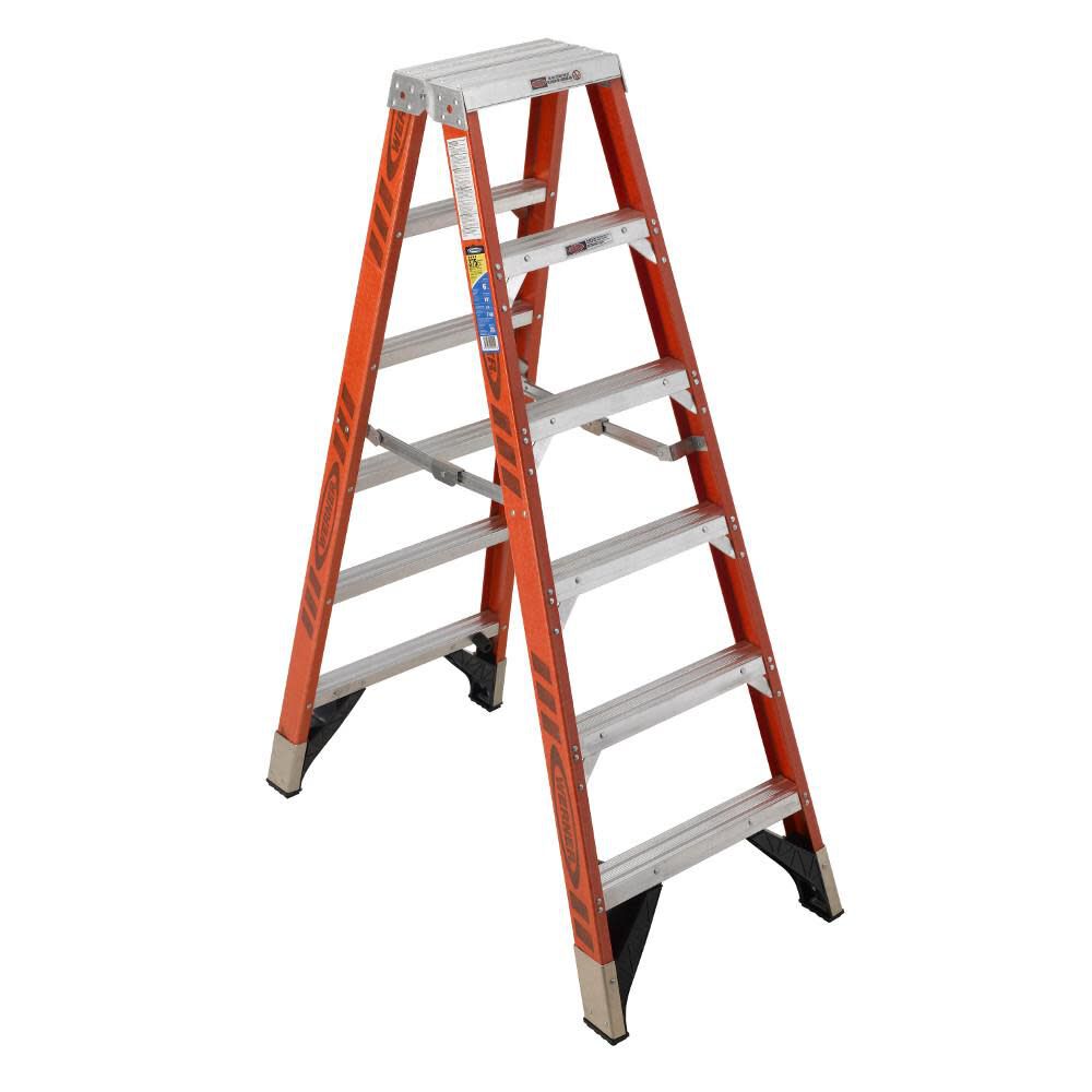 T7400 6-ft Fiberglass Type 1AA-375-lb Load Capacity Twin Step Ladder T7406