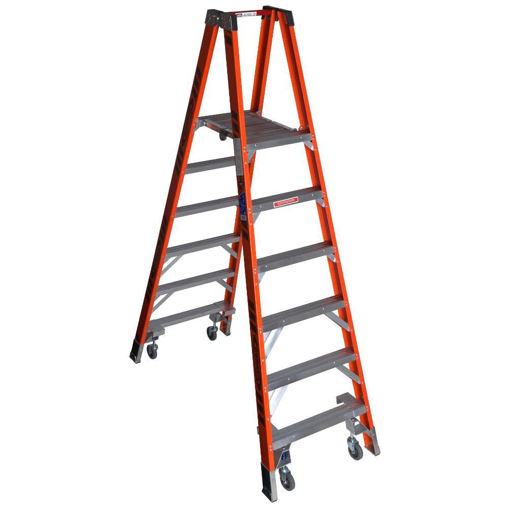 PT7400 8-ft Fiberglass Type 1a- 300-lb Load Capacity Platform Step Ladder PT7406-4C