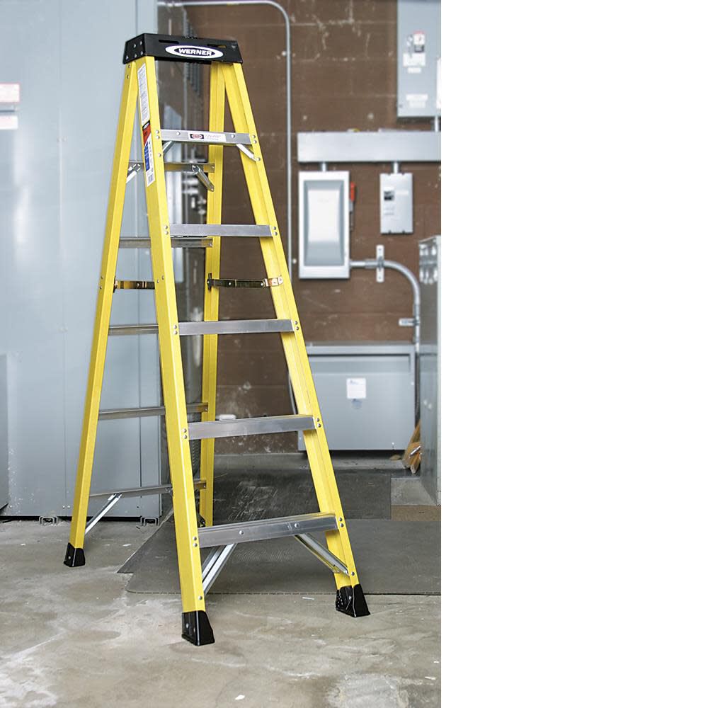 6100 6-ft Fiberglass Type 1A-300-lb Load Capacity Step Ladder 6106