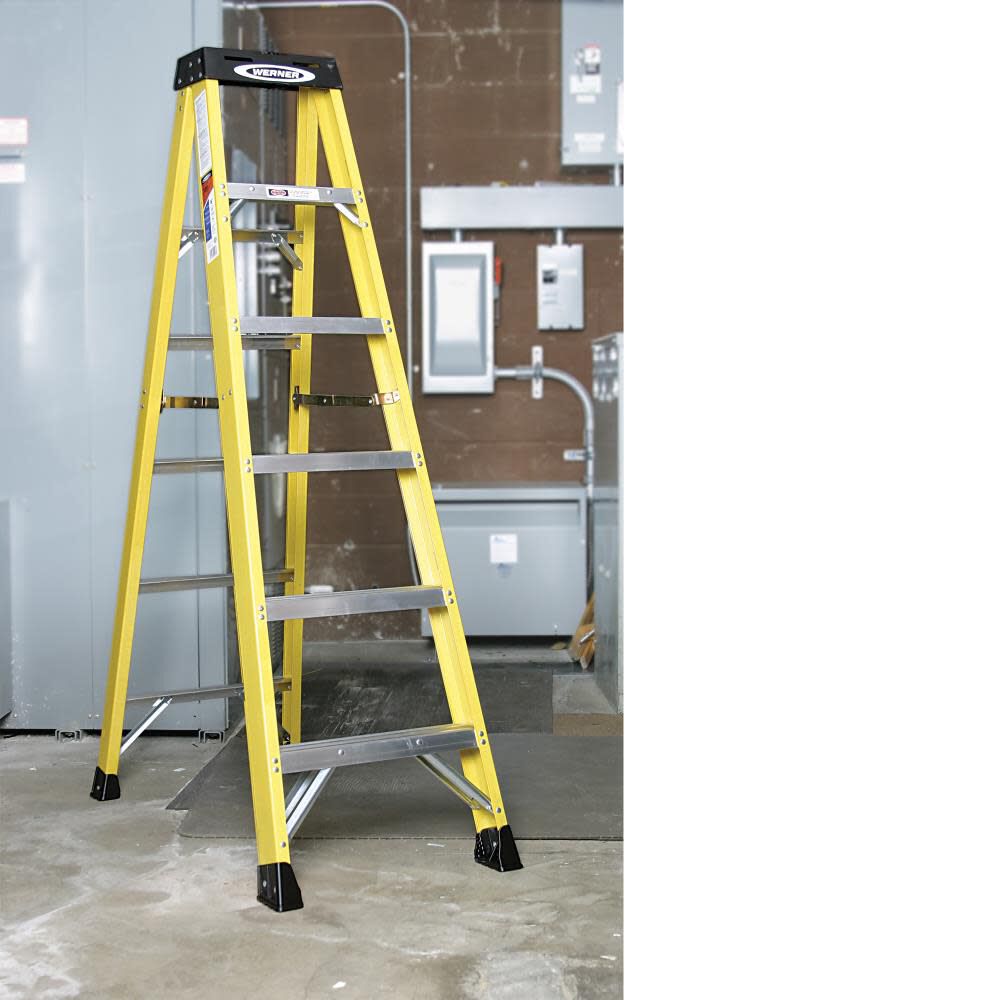 6100 6-ft Fiberglass Type 1A-300-lb Load Capacity Step Ladder 6106