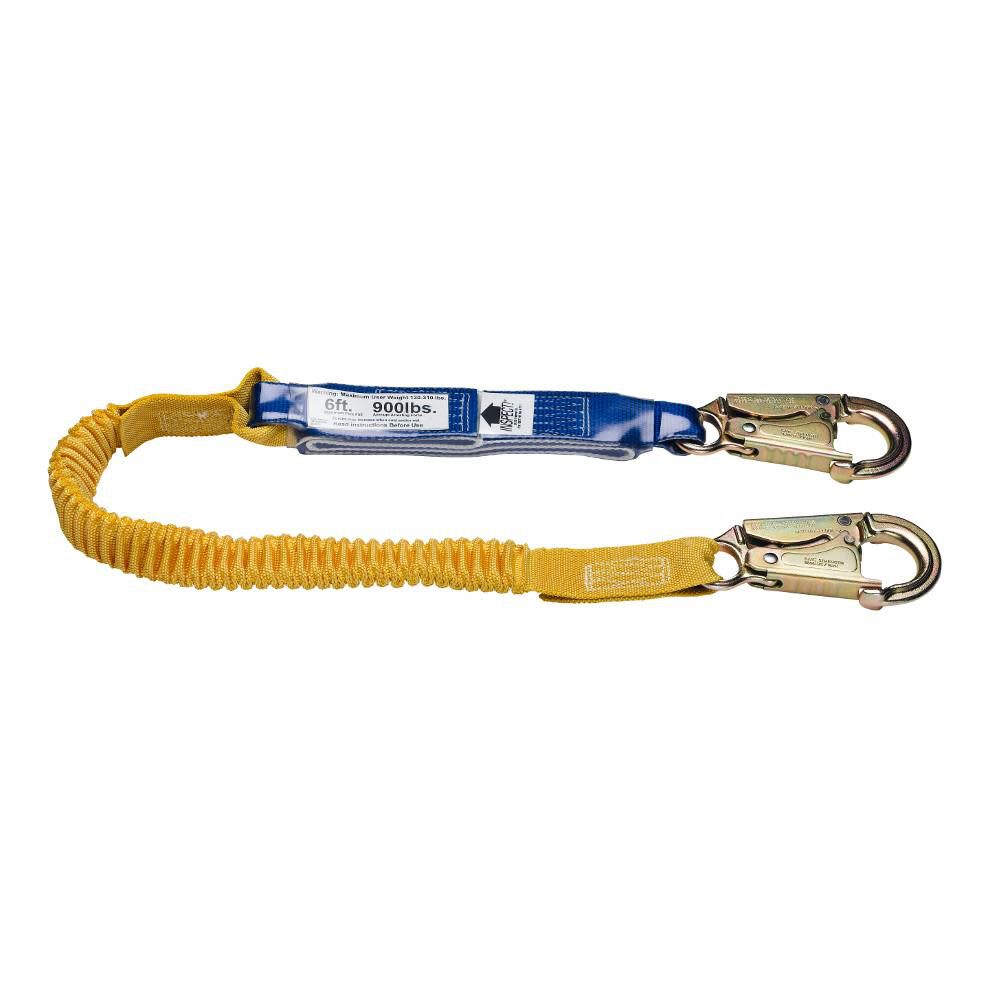 6ft DeCoil Stretch Single Leg Lanyard (DCELL Shock Pack Elastic Web Snap Hook) C341100