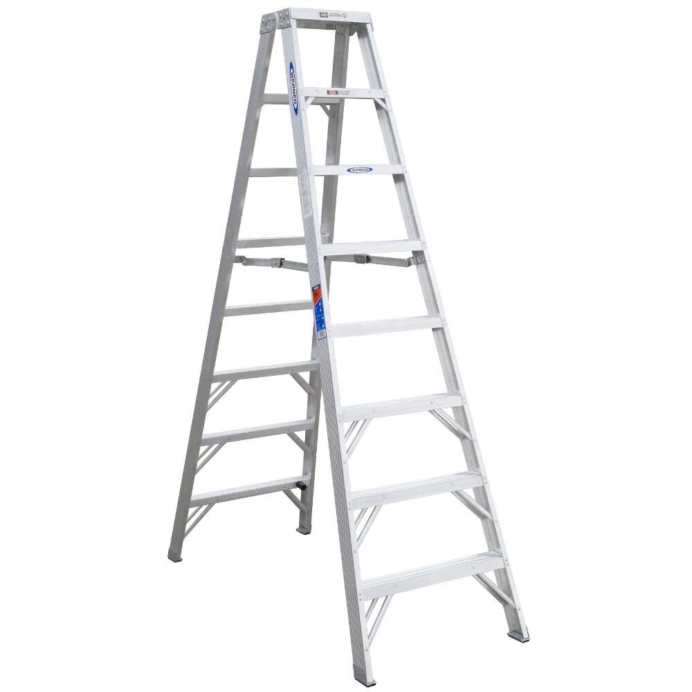 T7370 8-ft Aluminum Type 1a- 300-lb Load Capacity Twin Step Ladder T378