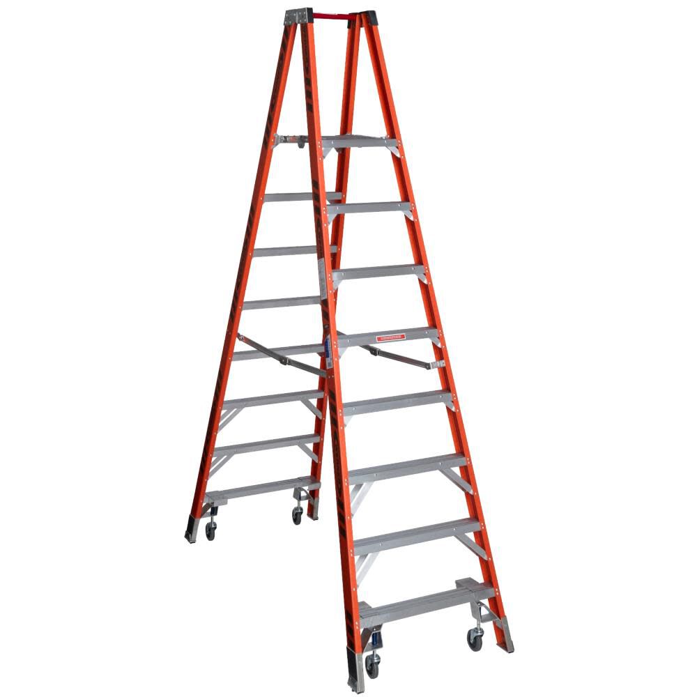 PT7400 10-ft Fiberglass Type 1A-300-lb Load Capacity Platform Step Ladder PT7408-4C