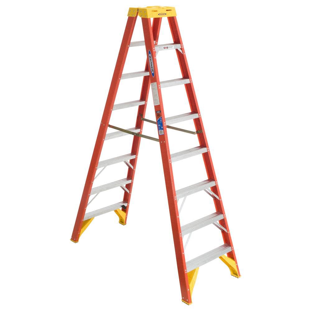 T6200 8-ft Fiberglass Type 1A-300-lb Load Capacity Twin Step Ladder T6208