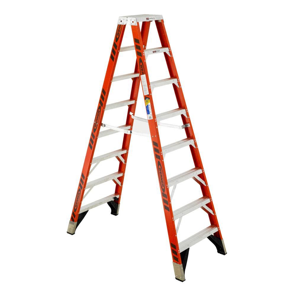 T7400 8-ft Fiberglass Type 1AA-375-lb Load Capacity Twin Step Ladder T7408