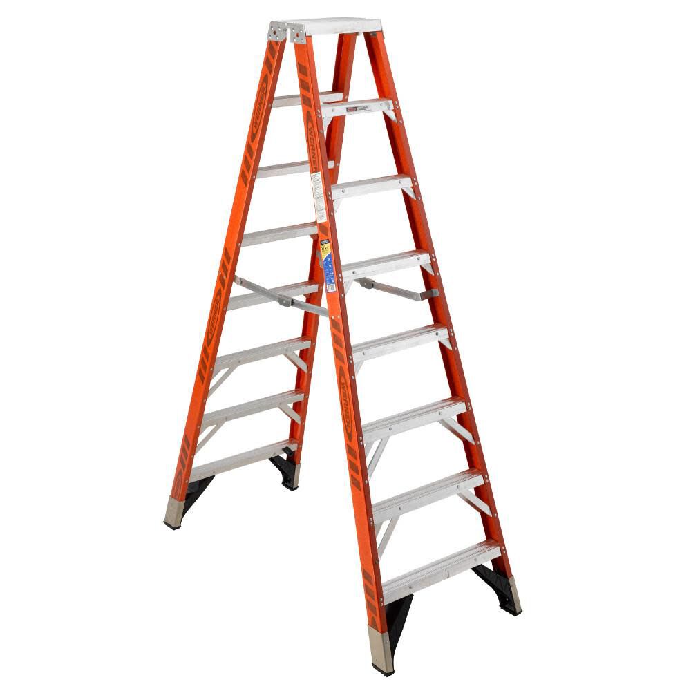 T7400 8-ft Fiberglass Type 1AA-375-lb Load Capacity Twin Step Ladder T7408