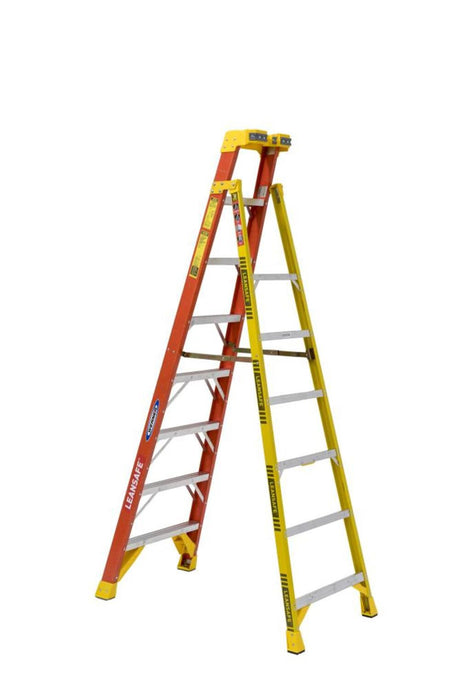 L6200 8-ft Fiberglass Type 1a- 300-lb Load Capacity Step Ladder L6208