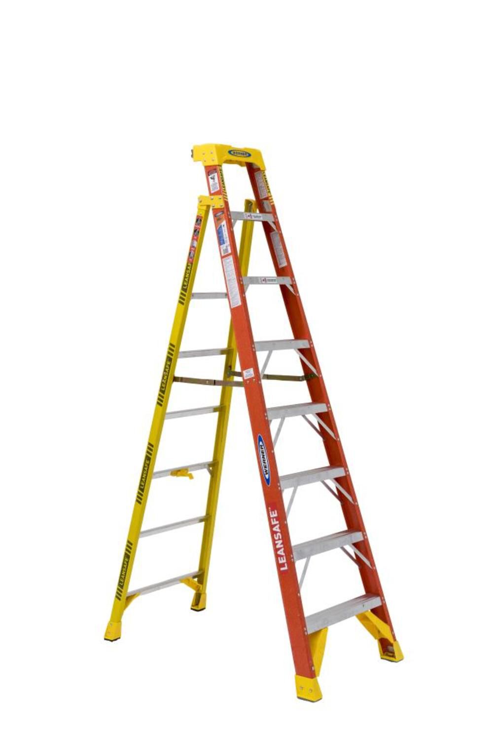 L6200 8-ft Fiberglass Type 1a- 300-lb Load Capacity Step Ladder L6208