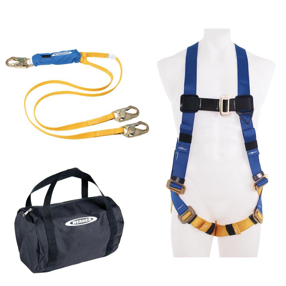 Aerial Kit with BaseWear Std Harness 6ft DeCoil Dual Leg Lanyard K121043