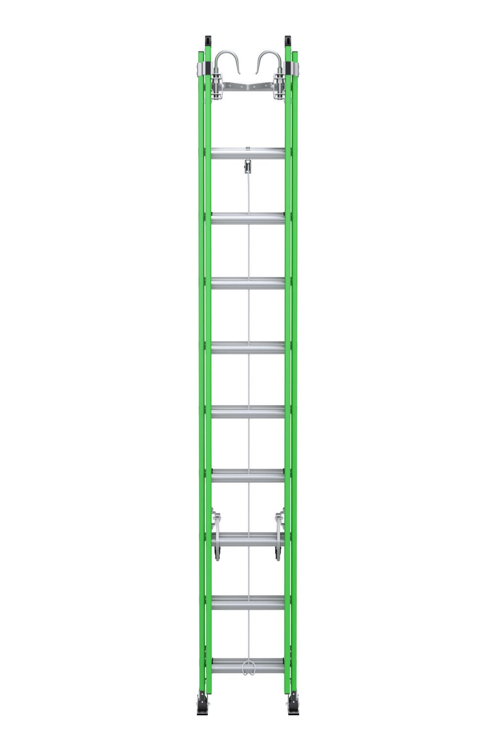 AERO Extension Ladder 20' IAA FG Box Rail/Tri Rung Cable Hook V Rung B7120-2X9085