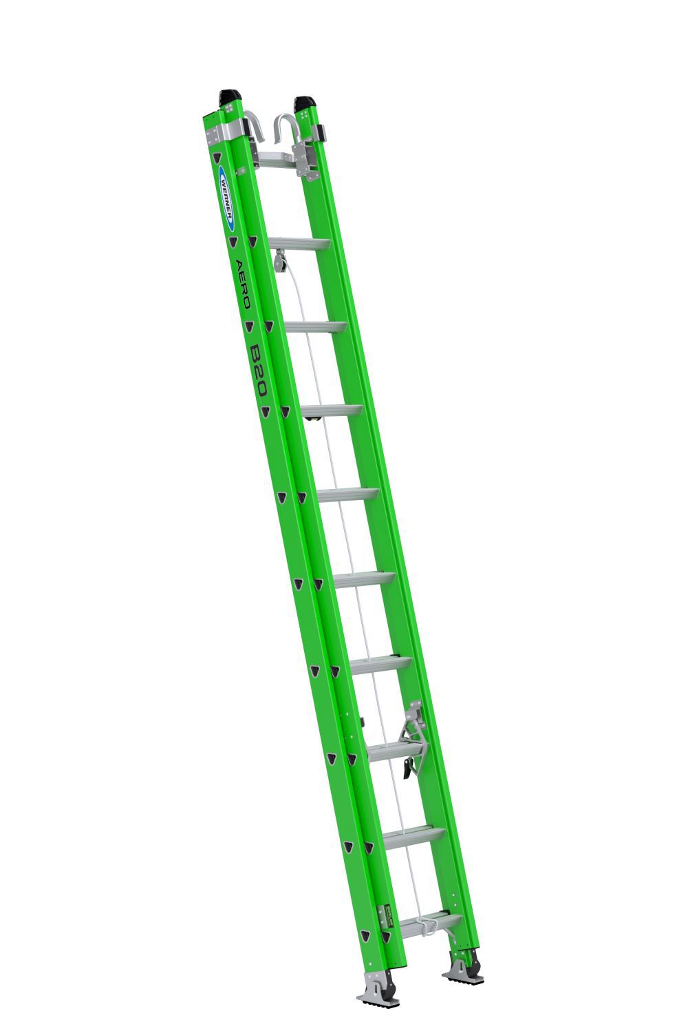 AERO Extension Ladder 20' IAA FG Box Rail/Tri Rung Cable Hook V Rung B7120-2X9085