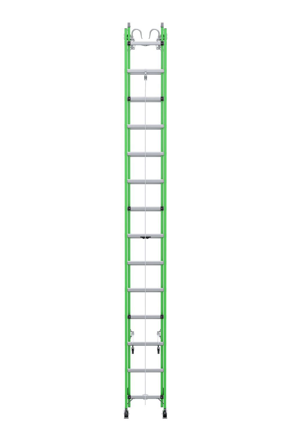 AERO Extension Ladder 28' IAA FG Box Rail/Tri Rung Cable Hook V Rung B7128-2X9085