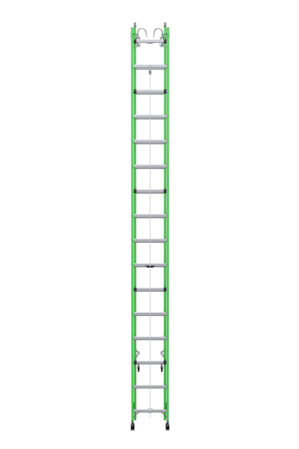 AERO Extension Ladder 32' IAA FG Box Rail/Tri Rung Cable Hook V Rung B7132-2X9085