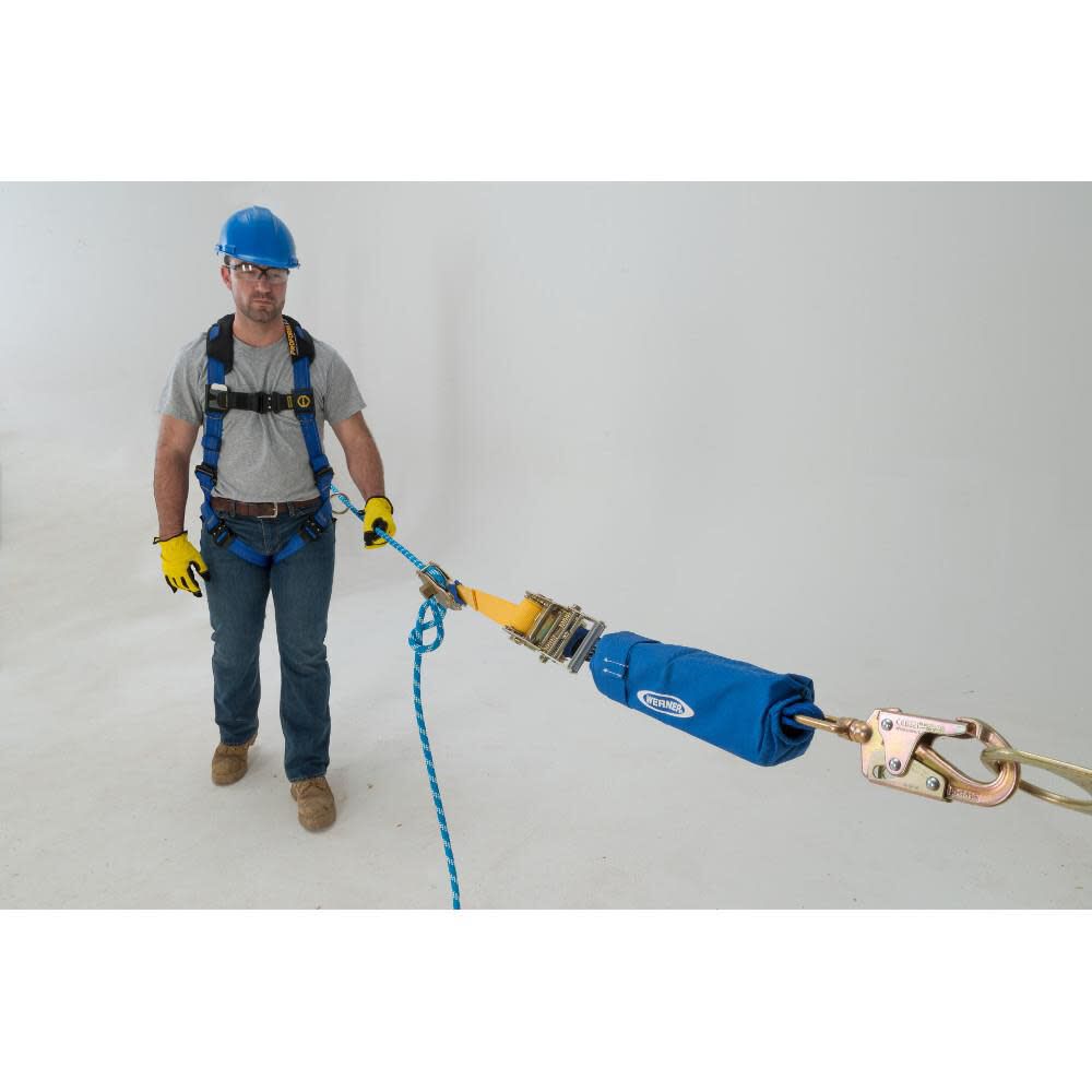 L102060 60 ft 2-Man Rope Horizontal Lifeline System Cross-Arm Strap Ratchet Tensioner L102060