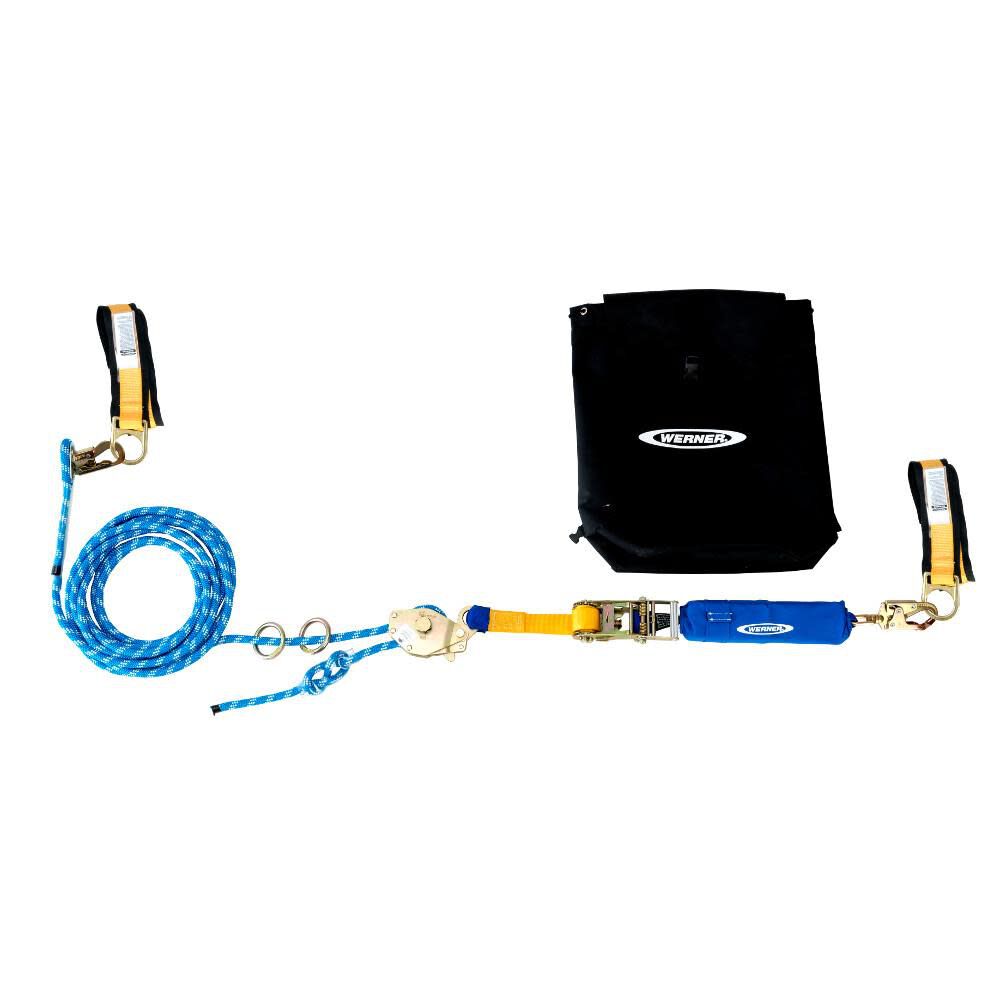 L102060 60 ft 2-Man Rope Horizontal Lifeline System Cross-Arm Strap Ratchet Tensioner L102060