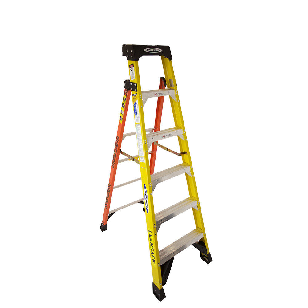 LEANSAFE 6-ft Fiberglass Type 1aa- 375-lb Load Capacity Step Ladder L7306