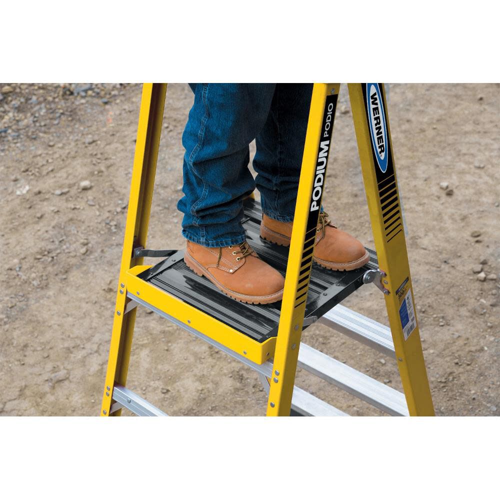 PD7300 6-ft Fiberglass Type 1AA-375-lb Load Capacity Podium Step Ladder PD7303