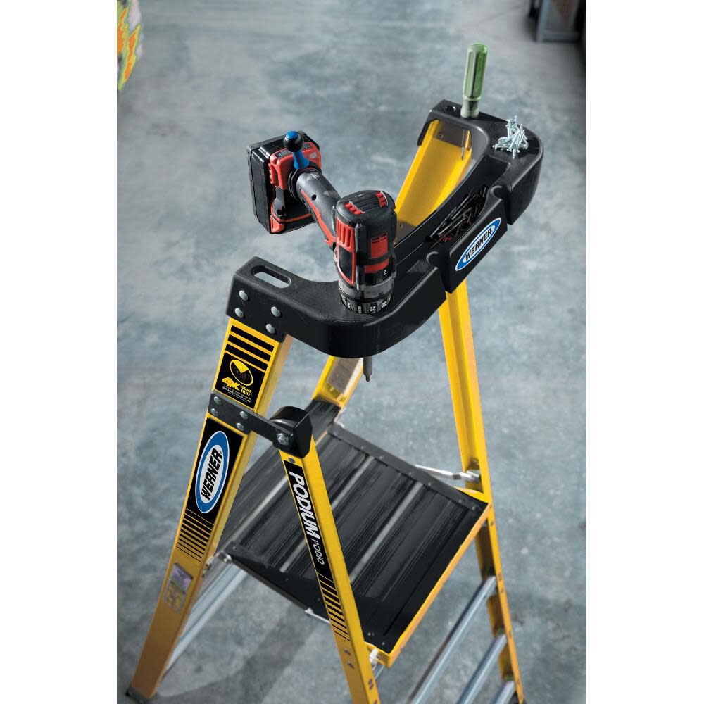 PD7300 6-ft Fiberglass Type 1AA-375-lb Load Capacity Podium Step Ladder PD7303