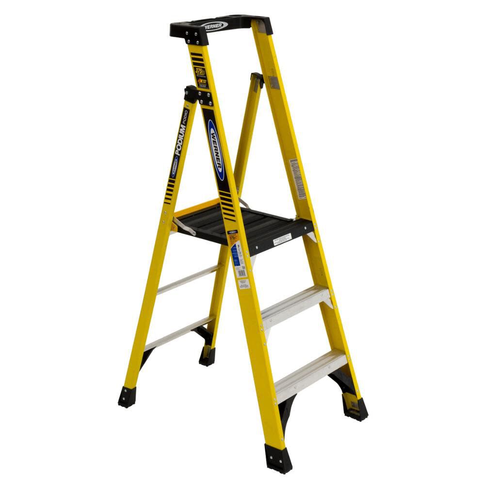 PD7300 6-ft Fiberglass Type 1AA-375-lb Load Capacity Podium Step Ladder PD7303