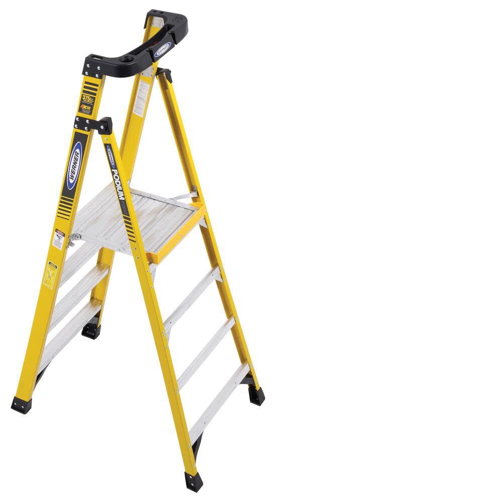 PD7300 7-ft Fiberglass Type 1AA-375-lb Load Capacity Podium Step Ladder PD7304