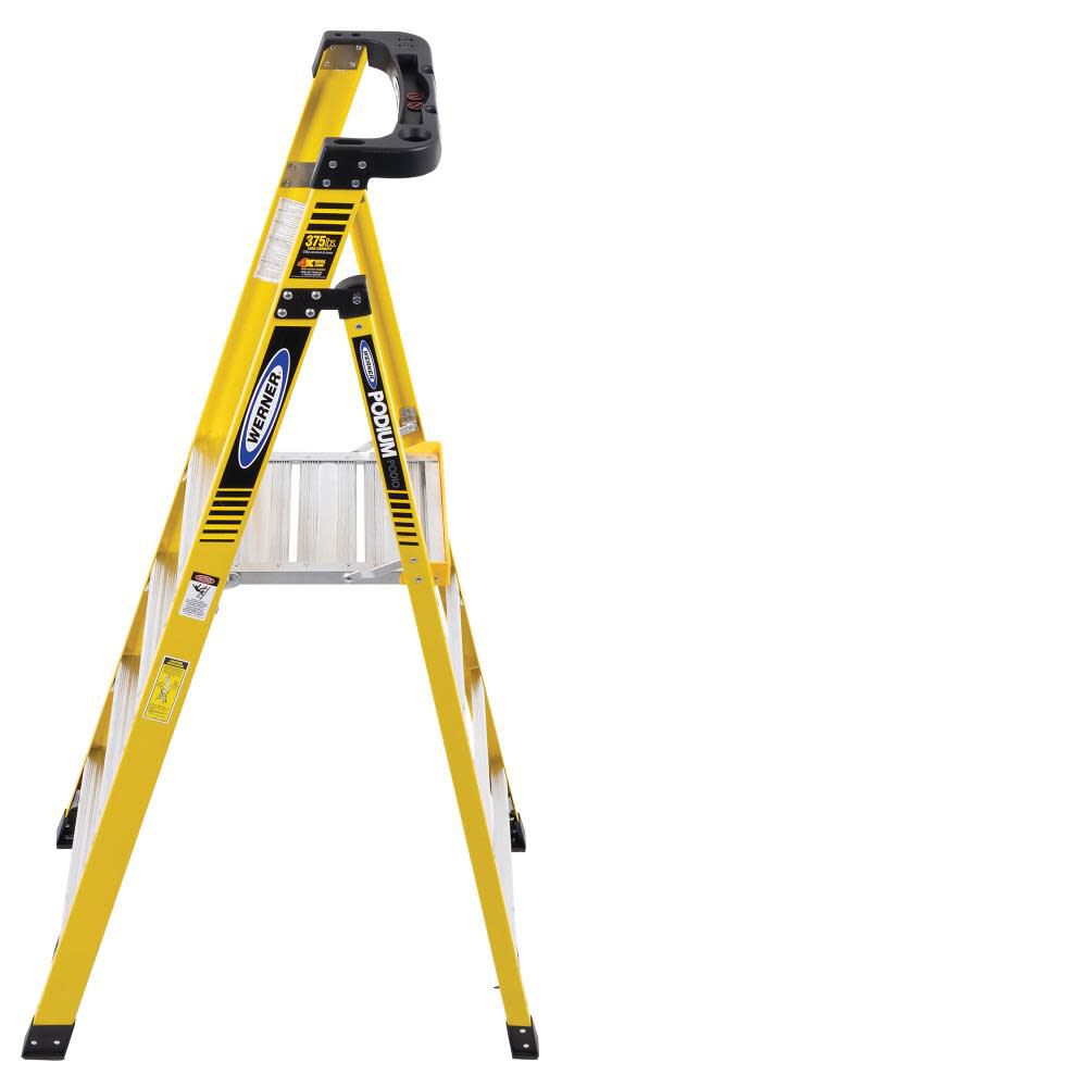 PD7300 7-ft Fiberglass Type 1AA-375-lb Load Capacity Podium Step Ladder PD7304