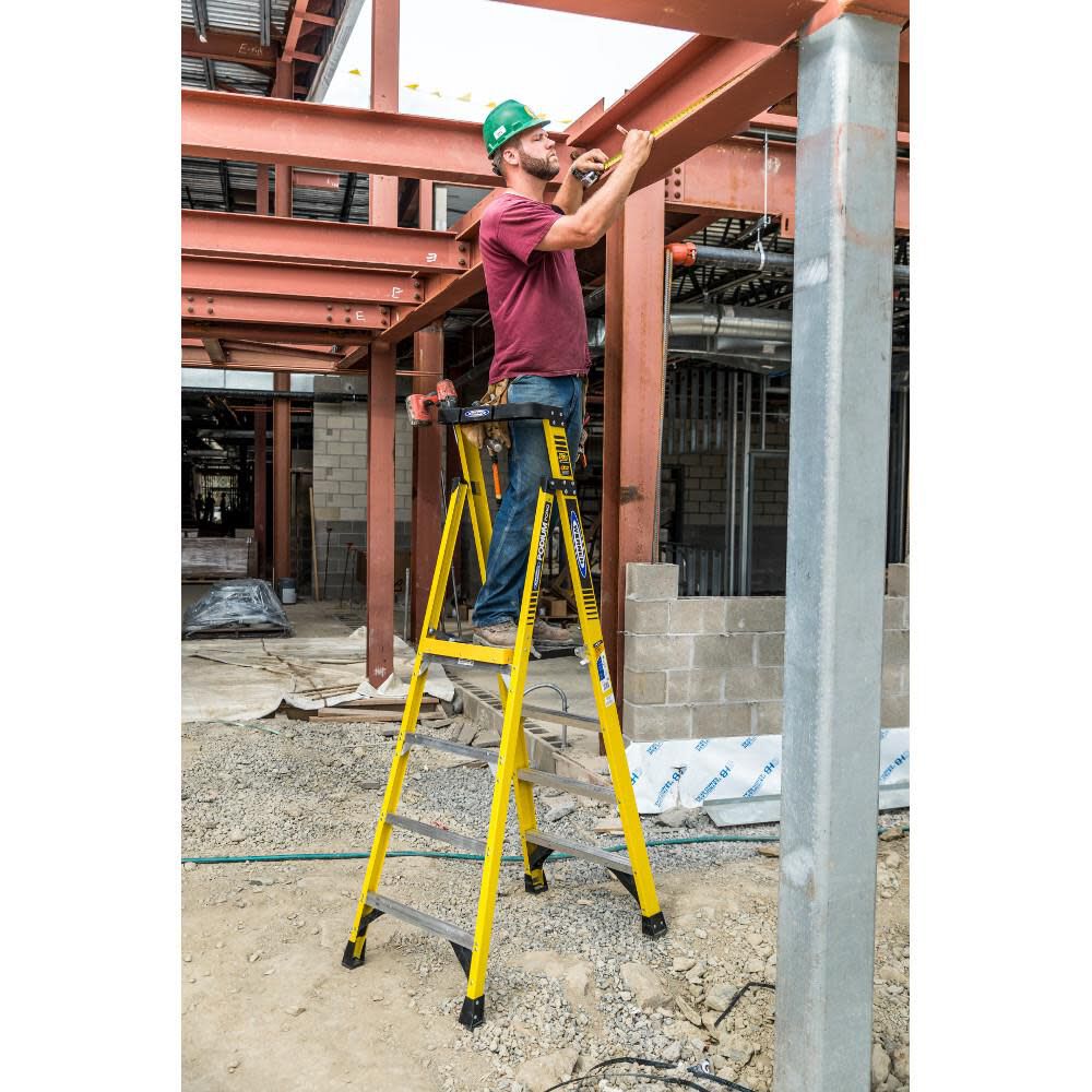 PD7300 7-ft Fiberglass Type 1AA-375-lb Load Capacity Podium Step Ladder PD7304