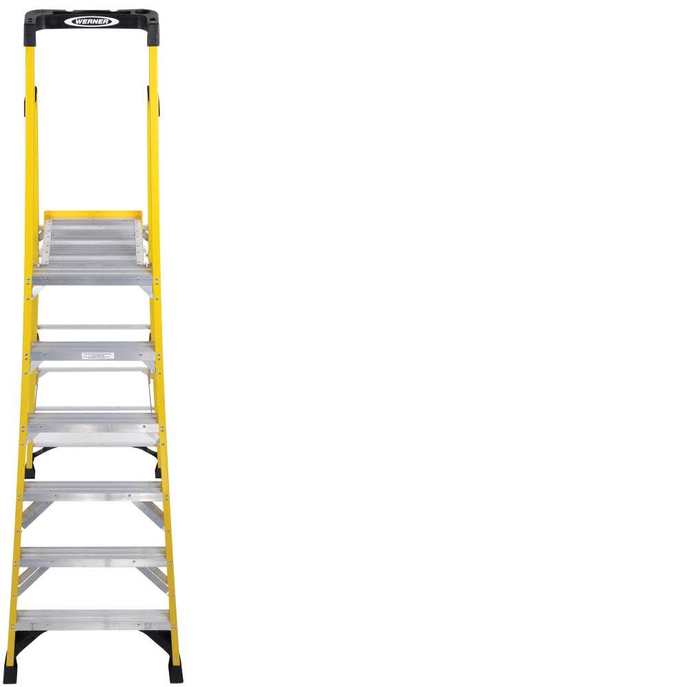 PD7300 9-ft Fiberglass Type 1AA-375-lb Load Capacity Podium Step Ladder PD7306