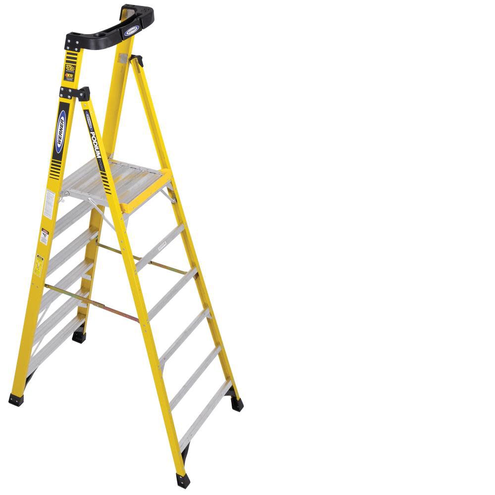 PD7300 9-ft Fiberglass Type 1AA-375-lb Load Capacity Podium Step Ladder PD7306